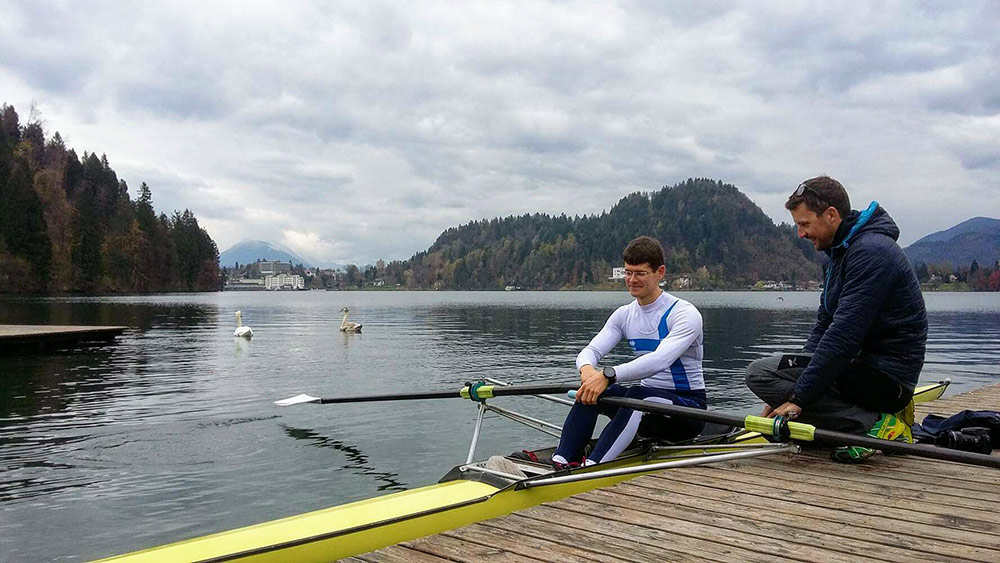 Polish-rower-Luke-Sawicki-training-at-lake-Bled
